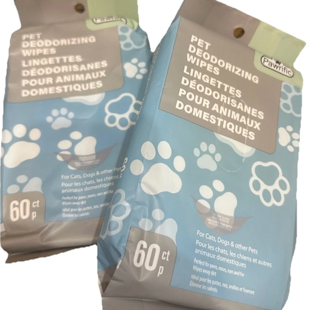 Pawrific Deodorizing Wipes for Dogs Cats and Pets 120 Count Pack of 2 New